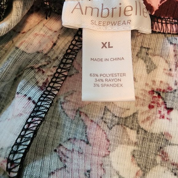 AMBRIELLE WOMENS SLEEPWEAR - FLORAL PATTERN - SIZE XL NWT - Picture 4 of 4